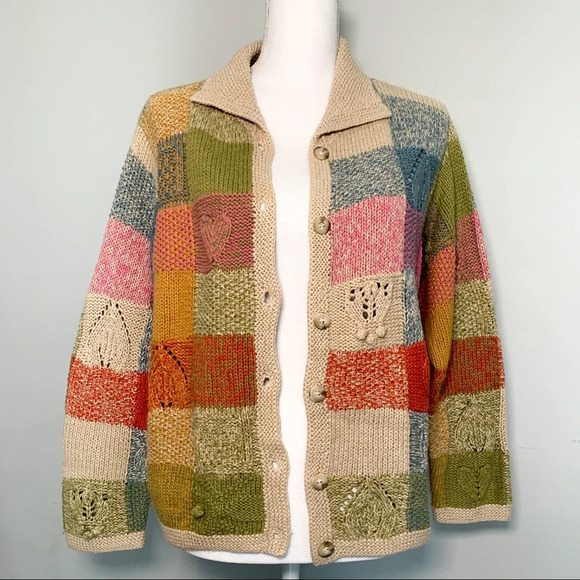 SB Collection Sweaters - Vintage color block cardigan sweater
